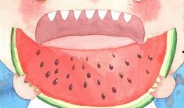 夏日吃瓜儿童插画,吃瓜小精灵的欢乐时光