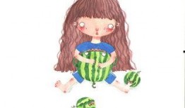 夏日吃瓜儿童插画,吃瓜小精灵的欢乐时光