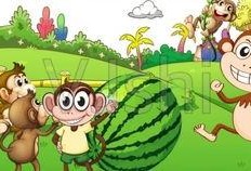 猴子吃瓜动画,一场欢乐的夏日食瓜盛宴